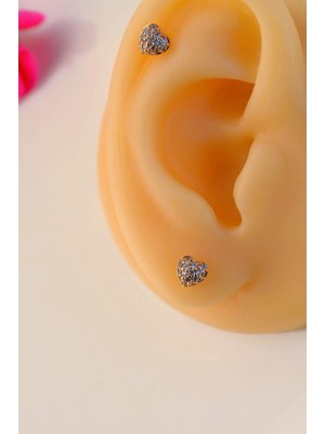 Sacce Scarves & Accessories Zirkon Taşlı Kalp Küpe