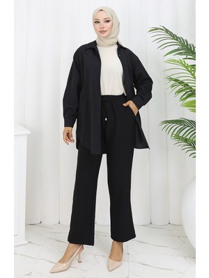 Sefa Merve Beli Lastikli Cepli Pantolon 0118-01 Siyah