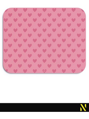 Nilizma Pembe Renkli Kalpli Desenli Ergonomik Mouse Pad - 23 cm x 19 cm - Kaydırmaz Taban Ev ve Ofis Kullanımı Fare Altlığı Mousepad
