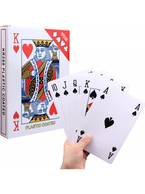 Spelt Çok Büyük Iskambil Kartları Dev Boy Oyun Kartı Destesi 16,8 x 11,9 cm Parti Hediyesi 54'lü
