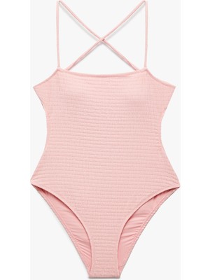 Koton Çapraz Ince Askılı Dokulu Mayo