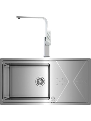 Teka Brooklyn 60-M-Xp 1b 1d Tek Göz Damlalıklı Çelik Evye ve Bky 915 Batarya Set