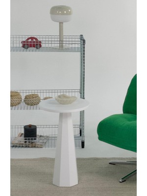 Lilyum Mantar Sehpa 57 cm Beyaz