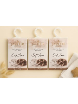 J'Amour Soft Linen (Yumuşak Keten) Askılı Dolap ve Çekmece Kokusu 3'lü Paket