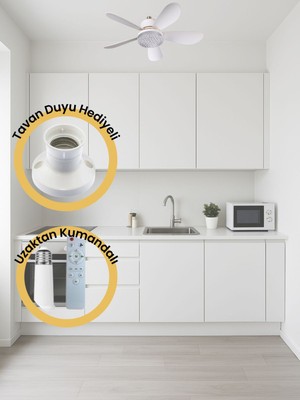 Spech Power Rbr Tavan Vantilatörü 3 Renk LED Işık 3 Kademe Hız Modu Sessiz 5 Kanat Kumandalı Fan