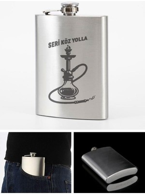 Deco Elit Seri Köz Yolla Temalı 9 Oz Paslanmaz Çelik Cep Matarası 266 ml Içecek Cep Matarası