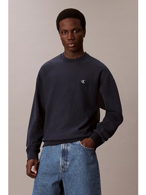 Erkek Regular Fit Bisiklet Yaka Nakış Logolu Sweatshirt - Lacivert