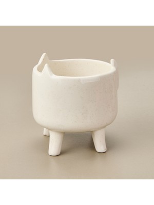 Cosiness Ayaklı Seramik Saksı - Beyaz - 14X14X15,5 cm