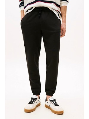 Erkek Slim Fit Yanı Grafik Baskılı Eşofman Altı - Siyah