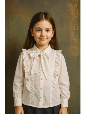 Kız Çocuk Beyaz Gömlek / 23 Nisan Okul Gömleği