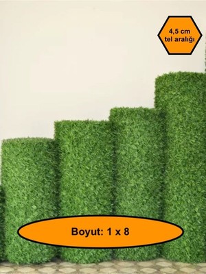 1x8 Metre Çim Çit, Bahçe Çiti, Dekoratif Telli Çit, Yapay Çim Çit