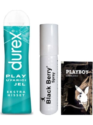 Durex Play Ekstra Hisset Bay Bayan Uyarıcılı Jel 50 ml + Black Berry Stopsprey + Hediye