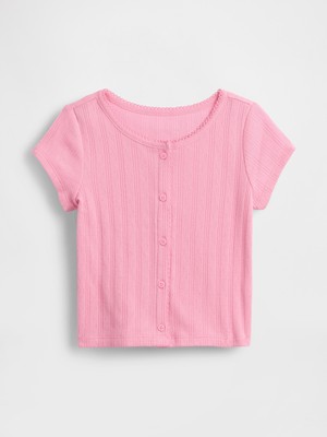 Gap Kız Bebek Pembe Pointelle Fitilli T-Shirt