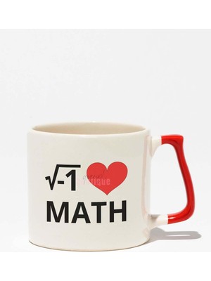 I Love Math Matematik Öğrenci Hediye Baskılı Kırmızı Kulplu Modern Seramik Kupa