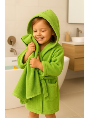 Ender Home CottonVerse Genç & Çocuk Kapşonlu Bornoz – %100 Pamuk, Unisex