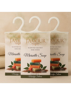 J'Amour Marsilya Sabun Kokulu Askılı Dolap ve Çekmece Kokusu 3'lü Paket