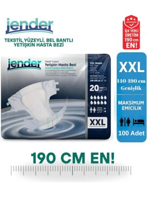 Jender XXL Bel Bantlı Hasta Bezi 80 Adet 20'li Paket Yüksek Emicilik Özelliği ile Geniş Vücut Tiplerine Uygun