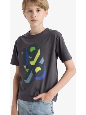 DeFacto Bisiklet Yaka Baskılı Kısa Kollu Tişört Erkek Çocuk F3764A825AU