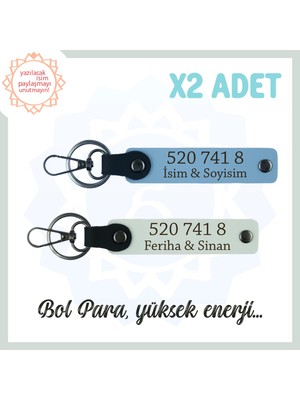 Miawiki Gök Mavi-Beyaz, İsme Özel 2'li Anahtarlık, Bolluk Akışı, Hediyelik 520 741 8 Kod Ile Manevi Huzur