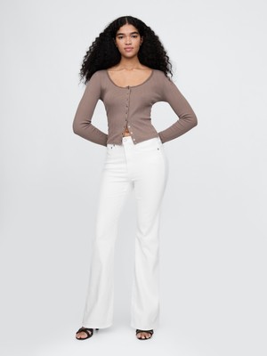 Gap Kadın Beyaz High Rise '70S Flare Jean Pantolon