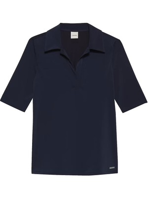 Kadın Hs Crepe Jersey Polo Yaka T-Shirts – Lacivert