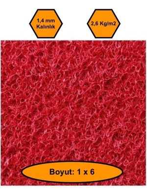 Kırmızı Kıvırcık Plastik Paspas, Dış Mekan Için Paspas, 1x6