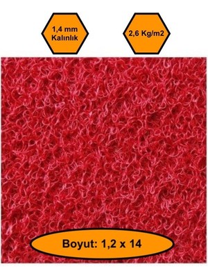 Kırmızı Kıvırcık Plastik Paspas, Dış Mekan Için Paspas, 1,2X14