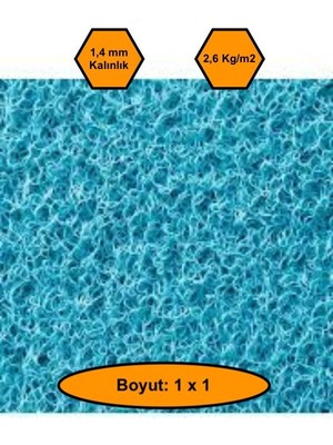 Turkuaz Kıvırcık Plastik Paspas, Dış Mekan Için Paspas, 1x1