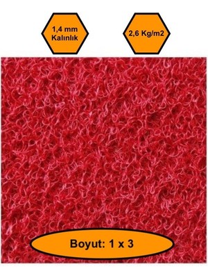 Kırmızı Kıvırcık Plastik Paspas, Dış Mekan Için Paspas, 1x3