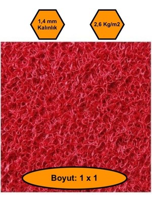 Kırmızı Kıvırcık Plastik Paspas, Dış Mekan Için Paspas, 1x1