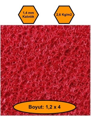 Kırmızı Kıvırcık Plastik Paspas, Dış Mekan Için Paspas, 1,2x4
