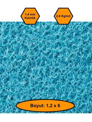 Turkuaz Kıvırcık Plastik Paspas, Dış Mekan Için Paspas, 1,2x6