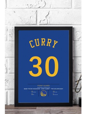 Stephen Curry Forma Çerçeveli Tablo - Nba Golden State Warriors Jersey