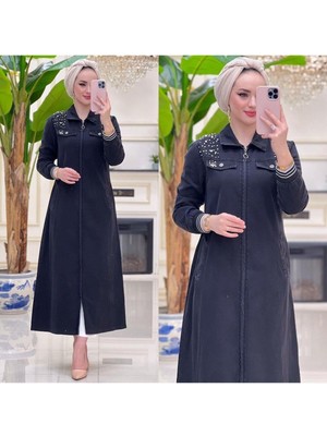 Kadın Omzu Taşlı Kot Kap