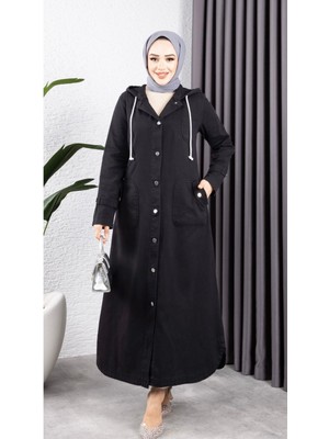 Kadın Düğmeli Cepli Gabardin Kap