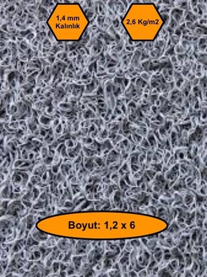 Gri Kıvırcık Plastik Paspas, Dış Mekan Için Paspas, 1,2x6