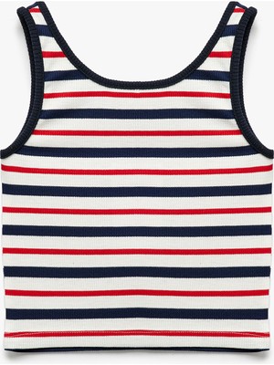 Koton Çizgili Ribanalı Bisiklet Yaka Kalın Askılı Atlet