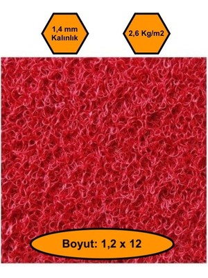 Kırmızı Kıvırcık Plastik Paspas, Dış Mekan Için Paspas, 1,2X12