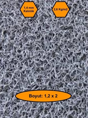 Gri Kıvırcık Plastik Paspas, Dış Mekan Için Paspas, 1,2x2