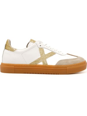 Kadın Sneaker ( Günlük) MAR-25Y-192-3030 John May Bej Süet-Beyaz Cilt-Gold Sim