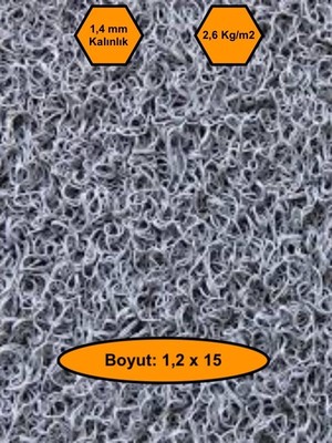 Gri Kıvırcık Plastik Paspas, Dış Mekan Için Paspas, 1,2X15