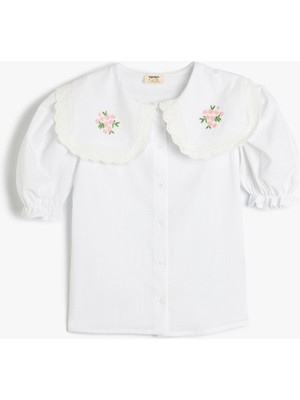 Koton Fırfır Detaylı Kare Yaka Balon Kollu Bluz