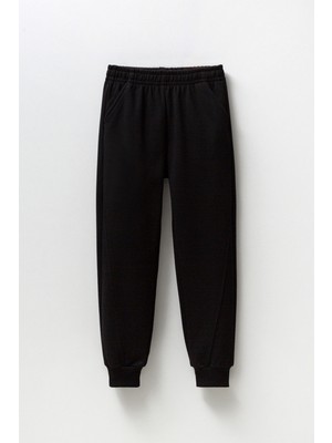 Kız Çocuk Okul Tek Alt Eşofman Rahat Kalıp Beli ve Paçası Lastikli Pamuklu Kumaş