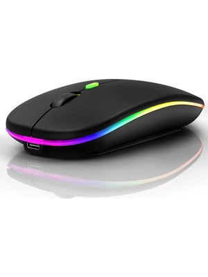 UmoTech Kablosuz Şarjlı Mouse Bluetooth ve 2.4ghz- Rgb Işıklı - Sessiz Tıklama