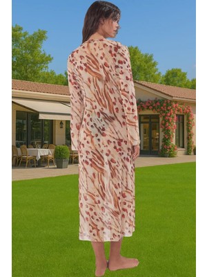 Şık Leopar Desenli Maxi Plaj Elbisesi Nefes Alan Polyester Kumaş Mükemmel Uyum Profesyonel Görünüm