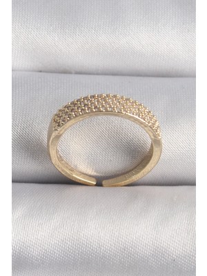 Bfs Pirinç Gold Renk Zirkon Taşlı Vıp Seri Kadın Yüzük