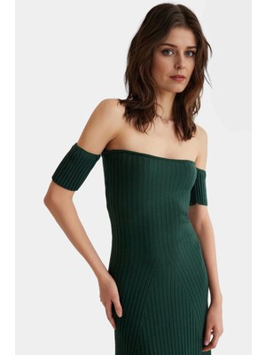 Rahat ve Şık A Line Midi Elbise  Akrilik Triko Kumaş Özel Tasarım Mükemmel Uyum