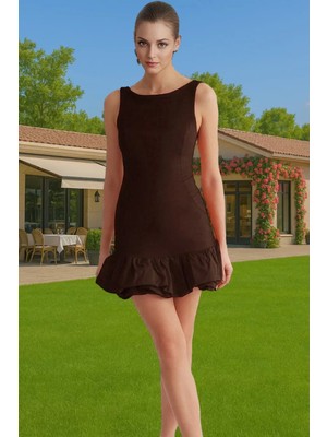 Kısa A Kesim Elbise Finike Dokuma Yazlık Astarlı Mini Elbise Trend Tasarım Profesyonel Görünüm