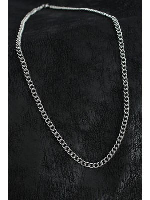 Bfs 316L Çelik Klasik Oval Zincir Model Gümüş Renk Erkek Kolye