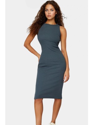 Rahat Pamuklu Bodycon Midi Elbise Yaz Için Mükemmel Seçim Özel Tasarım
